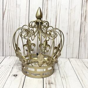 NWT Gold Metal Cake Topper Table Decor Crown Fleur De Lis Crown